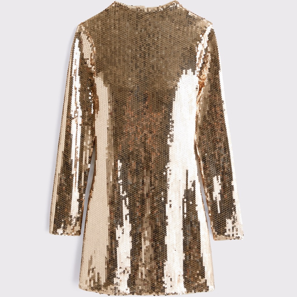 Gold Sequin Long Sleeve Dress